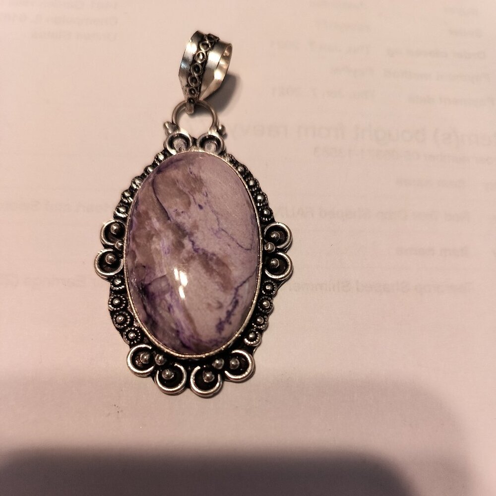PURPLE JASPER PENDANT SET IN SILVER